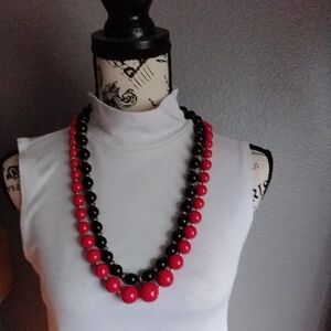 Red and Black Acrylic Beaded Necklaces